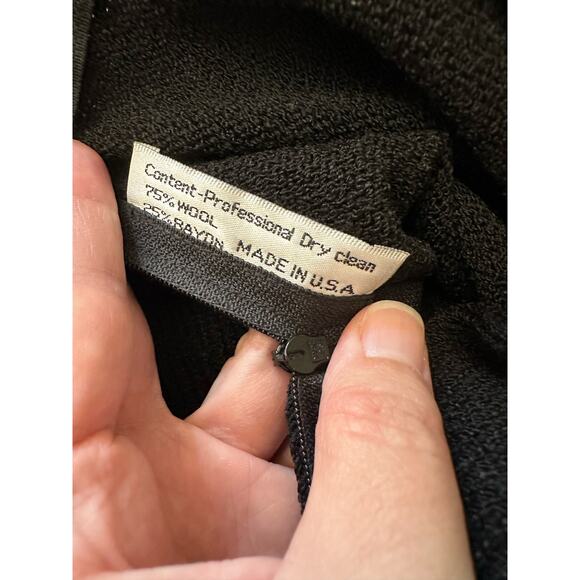 Don Sayres for Wellmore Vintage Black Long Sleeve Embellished‎ Dress Size 10 - Picture 8 of 8